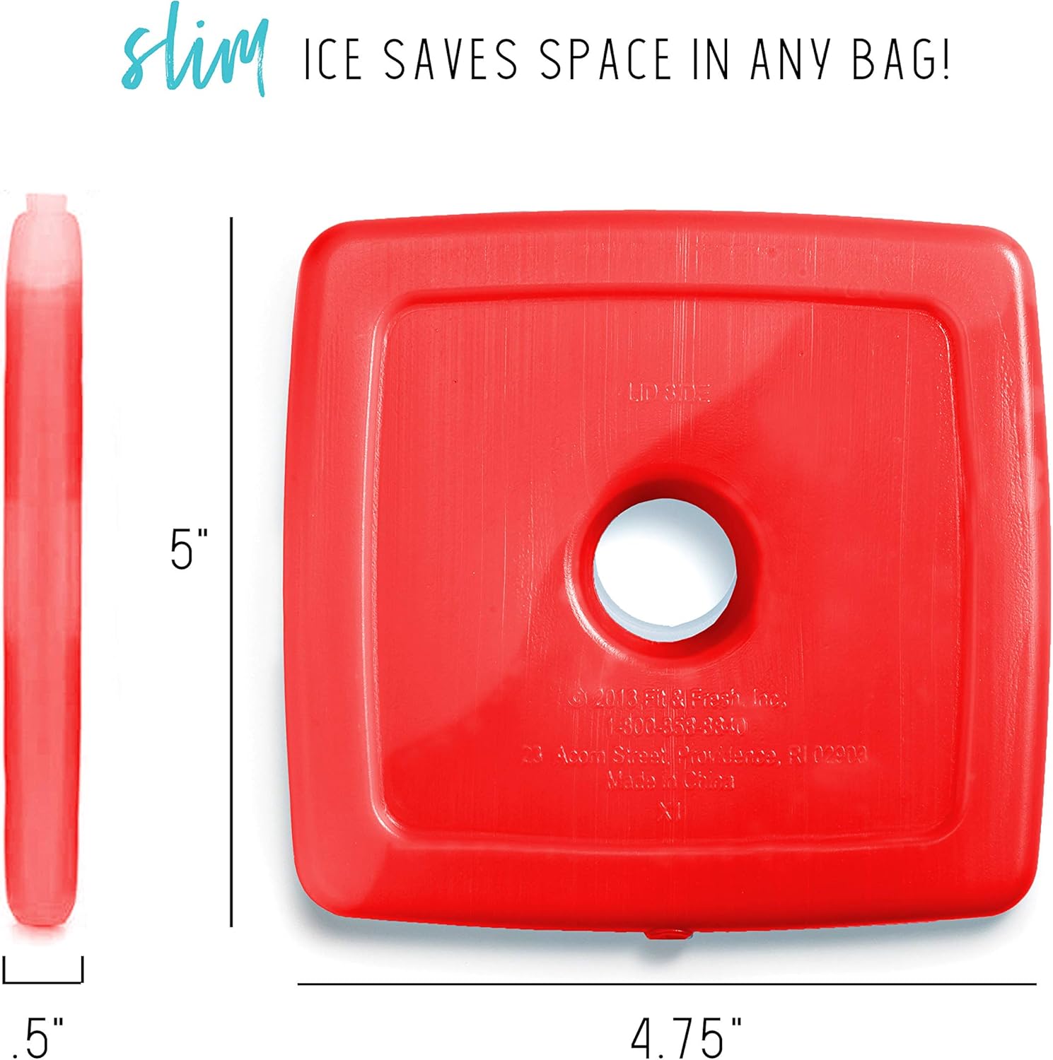 Cool Coolers by Fit + Fresh, 4 Pack Slim Ice Packs, Space Saving Reusable Ice Packs for Lunch Boxes or Coolers
