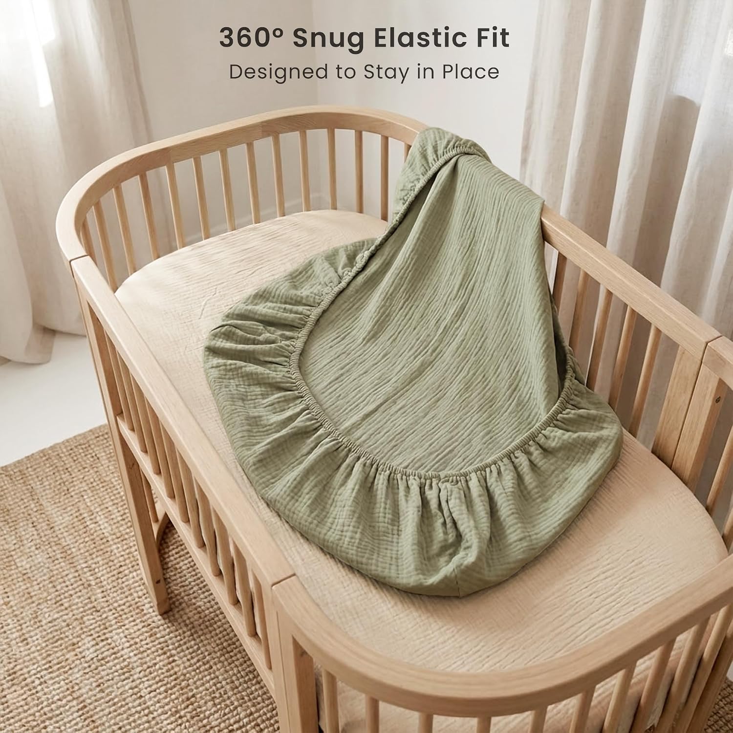 Konssy Muslin Bassinet Sheets for Baby Boys and Girls, 2 Pack, 33"x21"