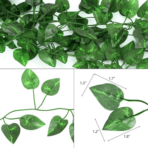 Tbestmax 237 Feet 36 Pack Artificial Ivy Leaf Plants, Green Vine Leaves, Greenery Hanging Garland, Fake Foliage Flowers for Home Kitchen Garden Office Wedding Wall Decor