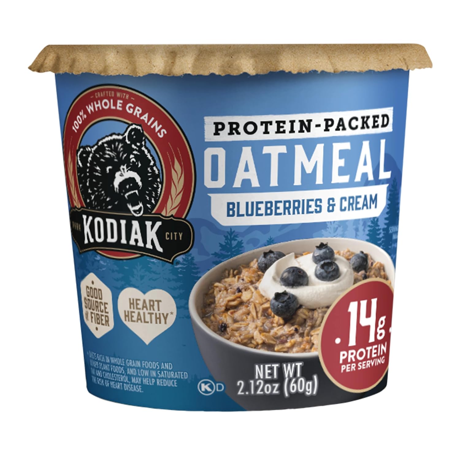 Kodiak Oatmeal Cups Blueberries & Cream, High Protein, Whole Grains, 12pk