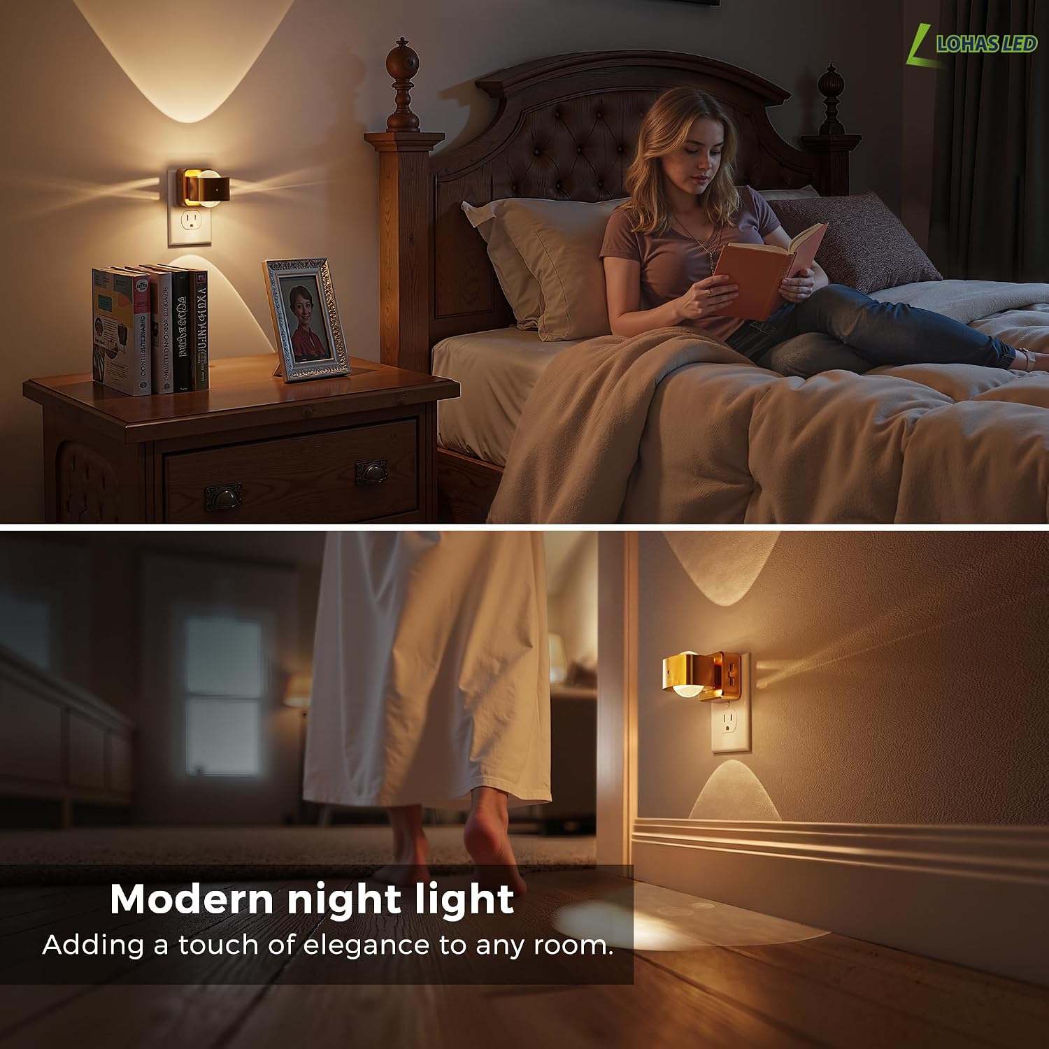 L LOHAS LED Night Light Projector, Night Lights Plug into Wall Light Sensor
