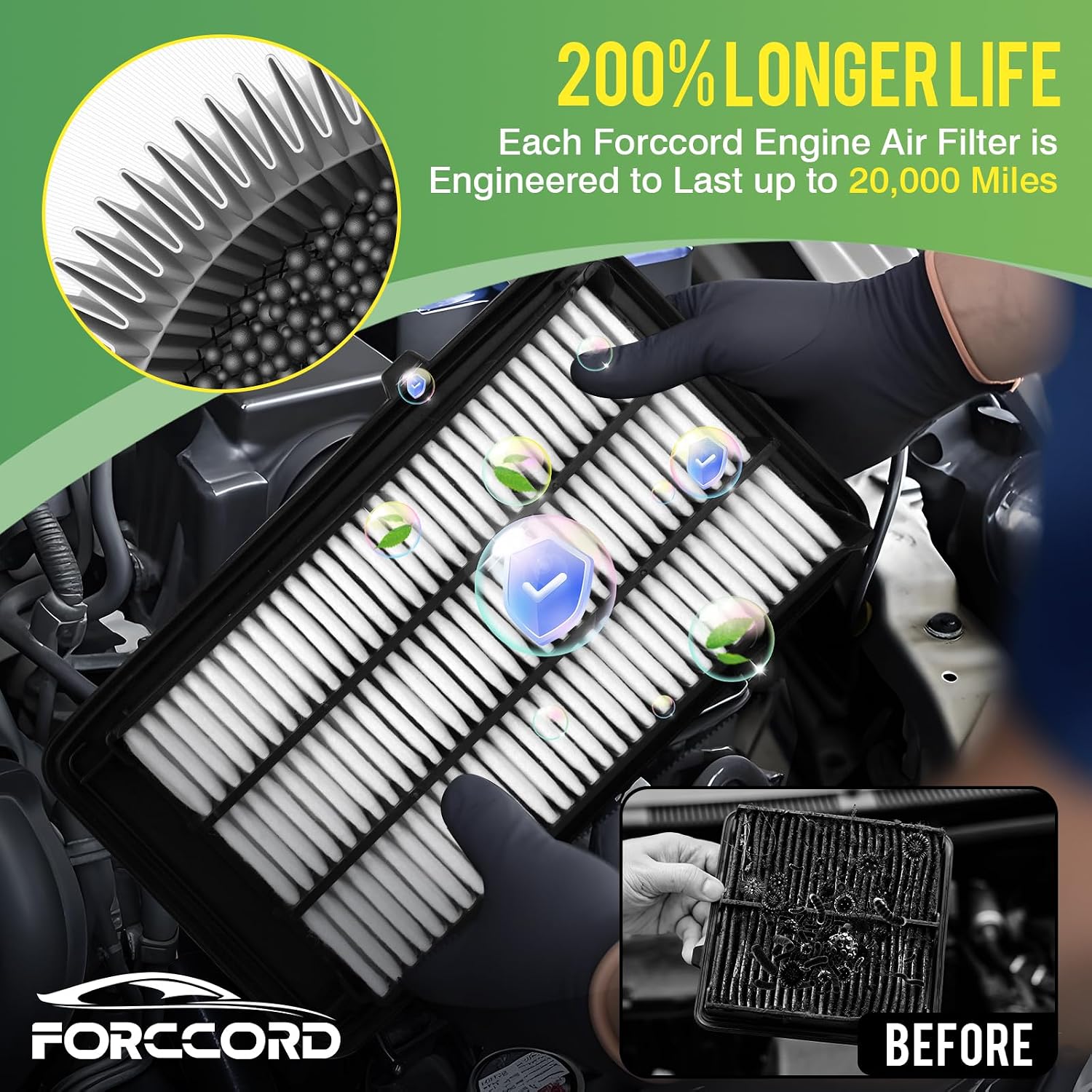 Cabin & Engine Air Filter Combo for Honda Civic 2016-2021 L4 1.5L