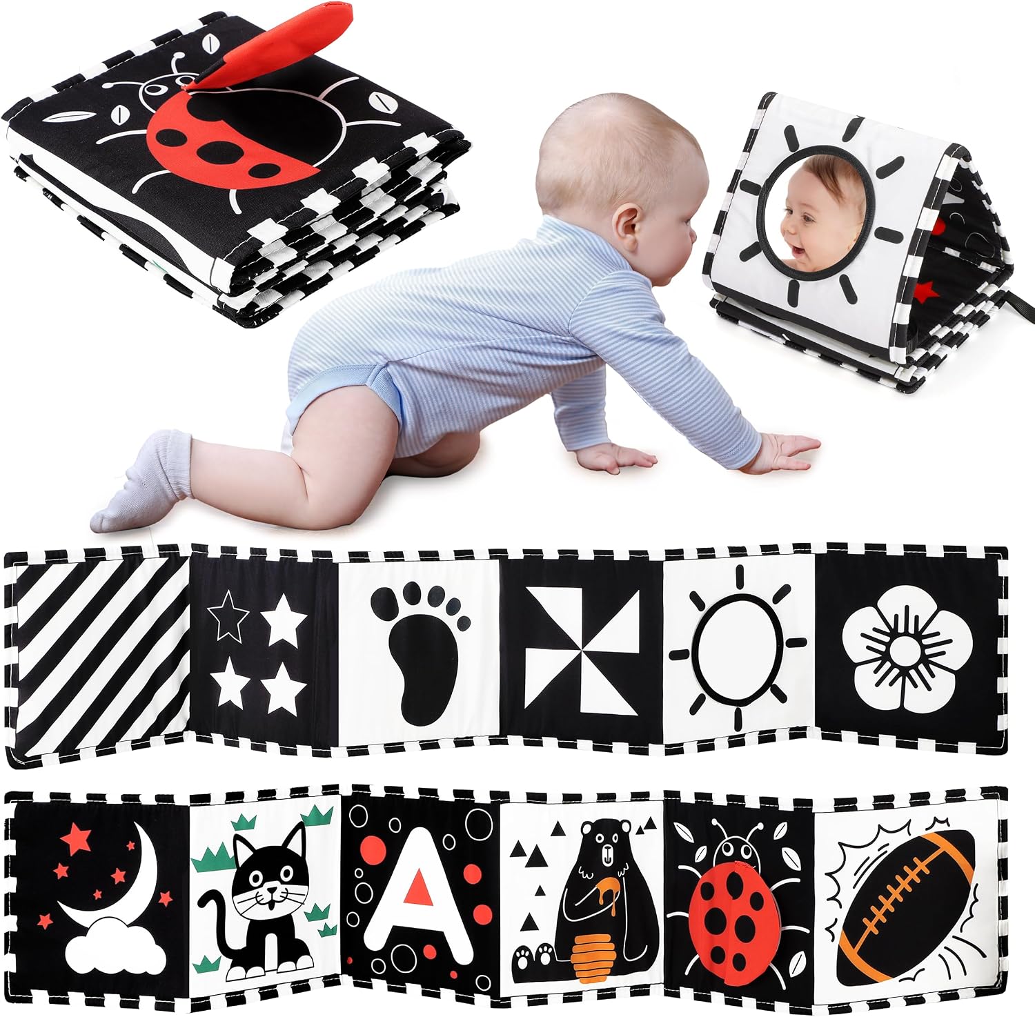 URMYWO Black and White Baby Toy, Tummy Time High Contrast Newborn Toys