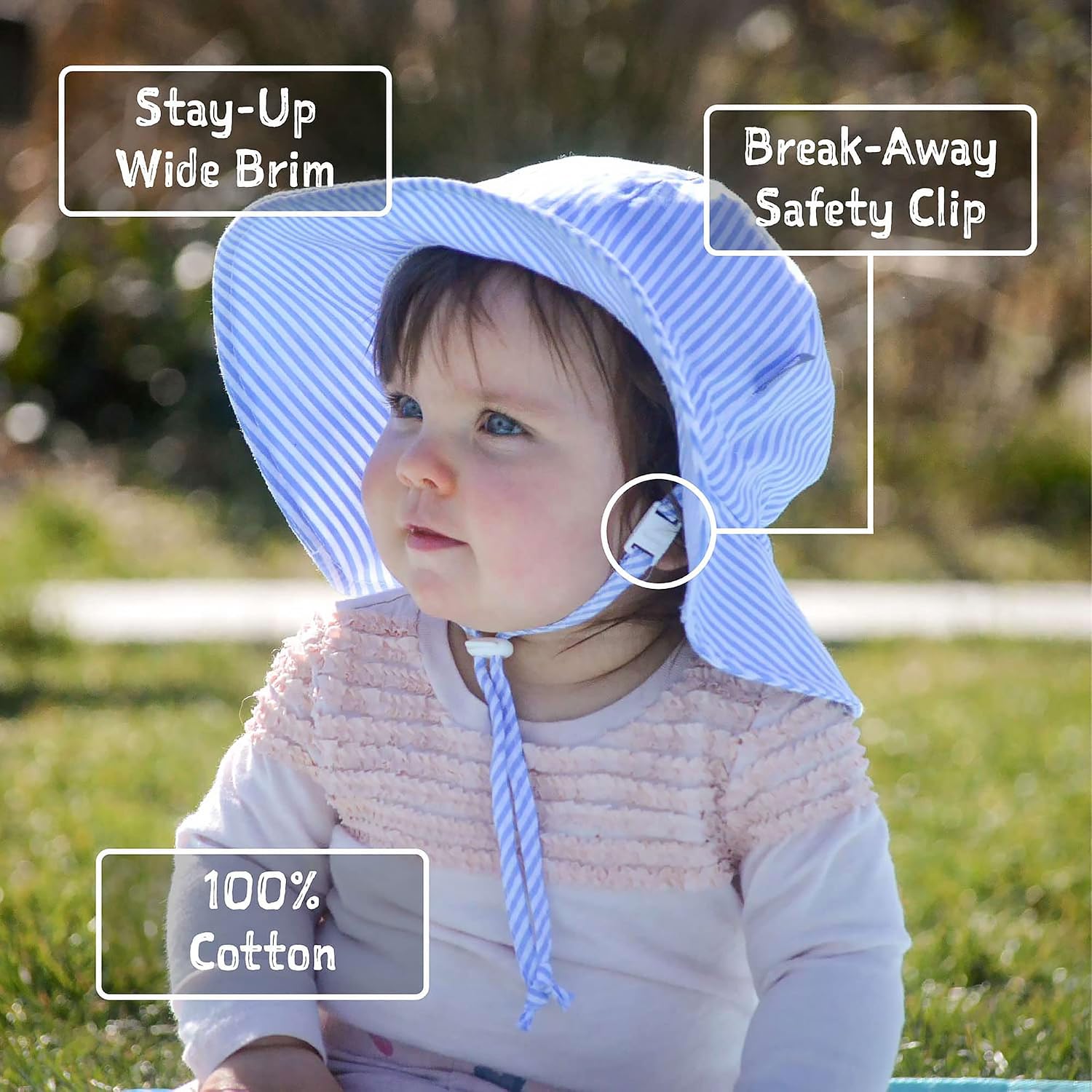JAN & JUL 50+ UPF Cotton Sun Hat with Wide Brim for Toddler Girls