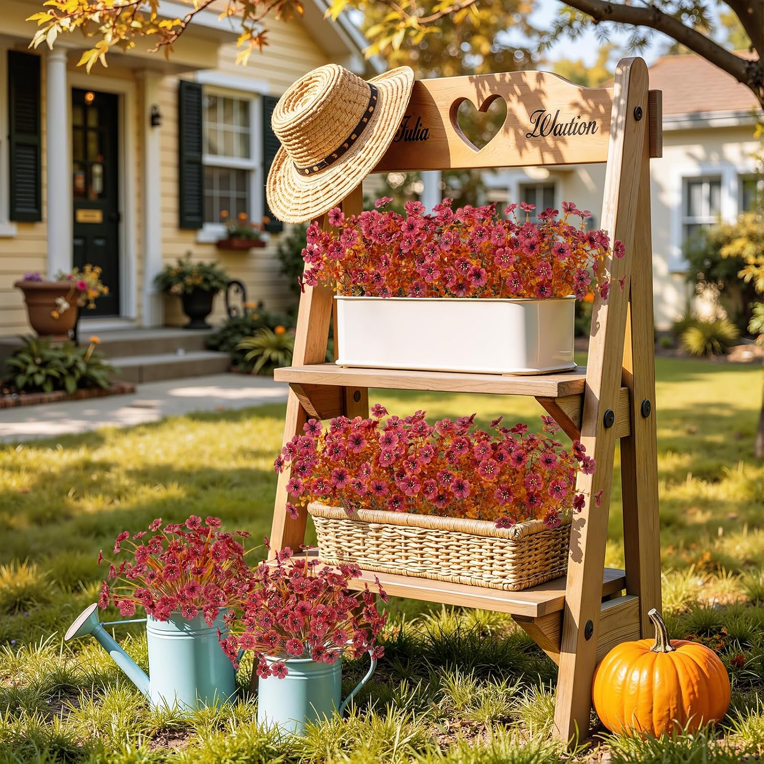 Alupssuc 24 Bundles Artificial Fall Flowers, UV Resistant Faux Mums Porch
