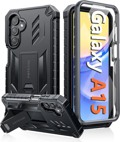 FNTCASE Phone Case for Samsung Galaxy A15 5G with Kickstand Black