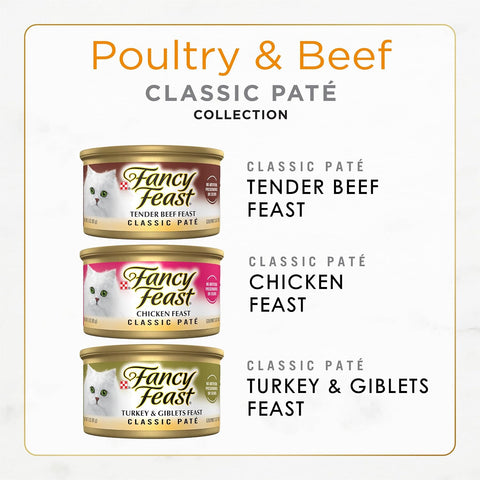 Purina Fancy Feast Classic Pate Wet Cat Food, 3 oz Cans, 30-Pack