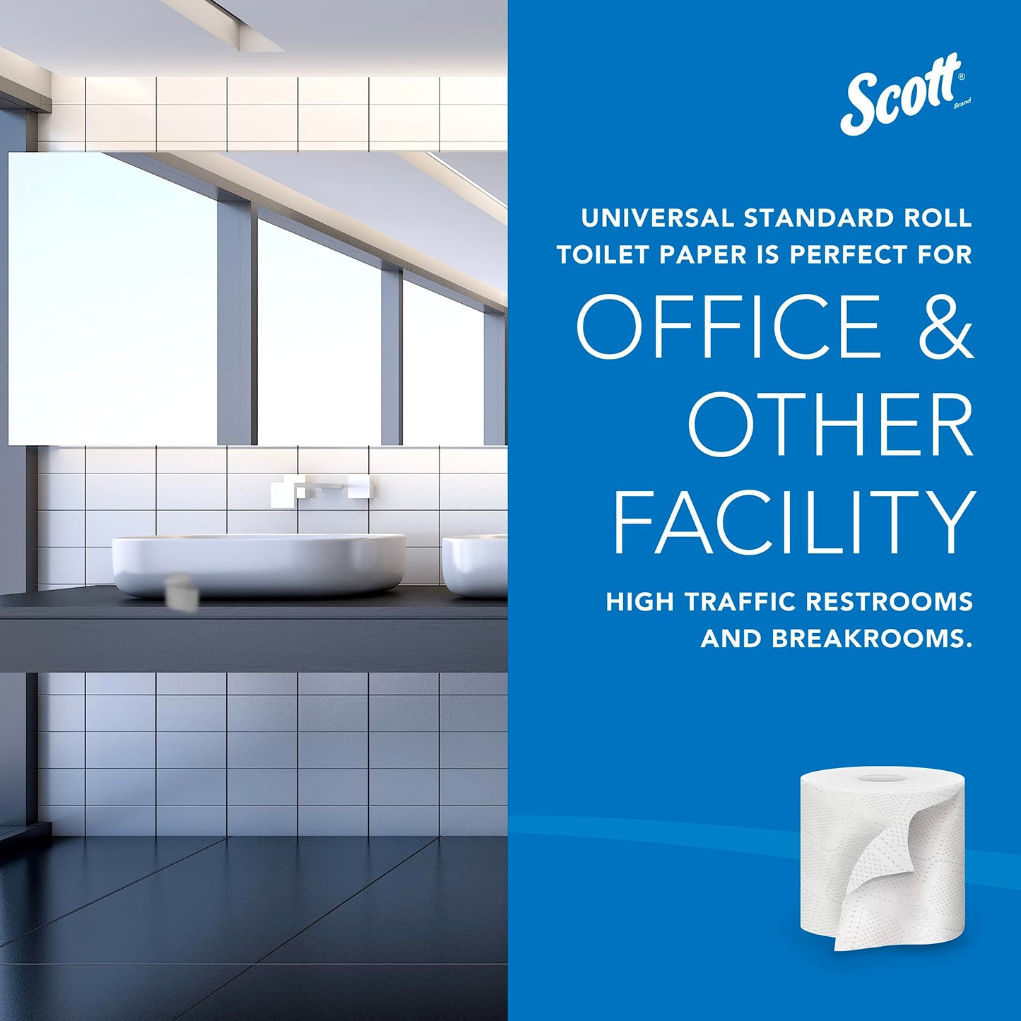 Scott® Professional 100% Recycled Fiber Standard Roll Toilet Paper, Bulk (13217), with Elevated Design, 2-Ply, White, Individually wrapped rolls (473 Sheets/Roll, 80 Rolls/Case, 37,840 Sheets/Case)