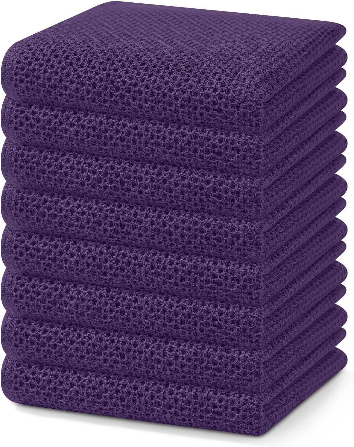 Homaxy 100% Cotton Waffle Weave Kitchen Dish Towels 8-Pack, Eggplant