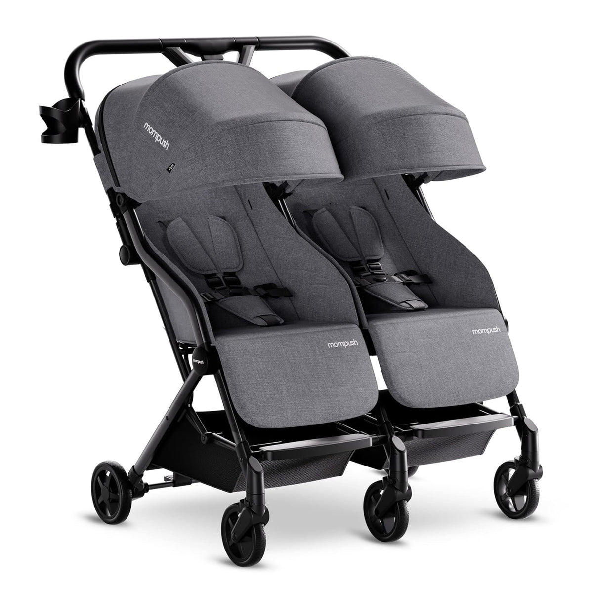 Mompush Lithe Double Stroller, Lightweight Side by Side, Infant & Toddler