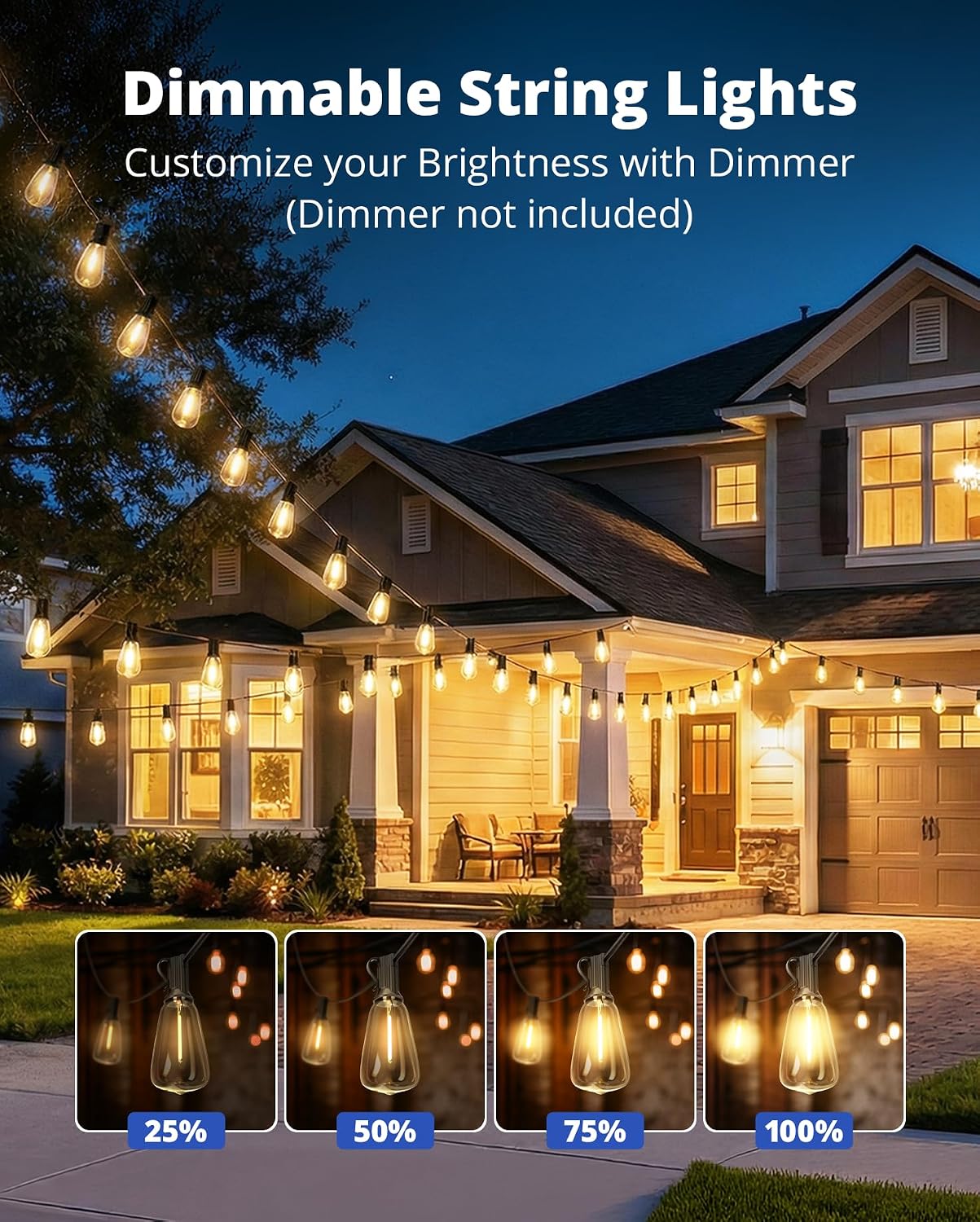 Outdoor String Lights,120FT Outdoor Party Light with 58 Edison Lights Bulb