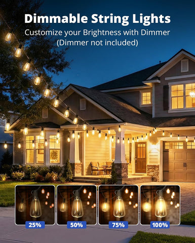 Outdoor String Lights,120FT Outdoor Party Light with 58 Edison Lights Bulb