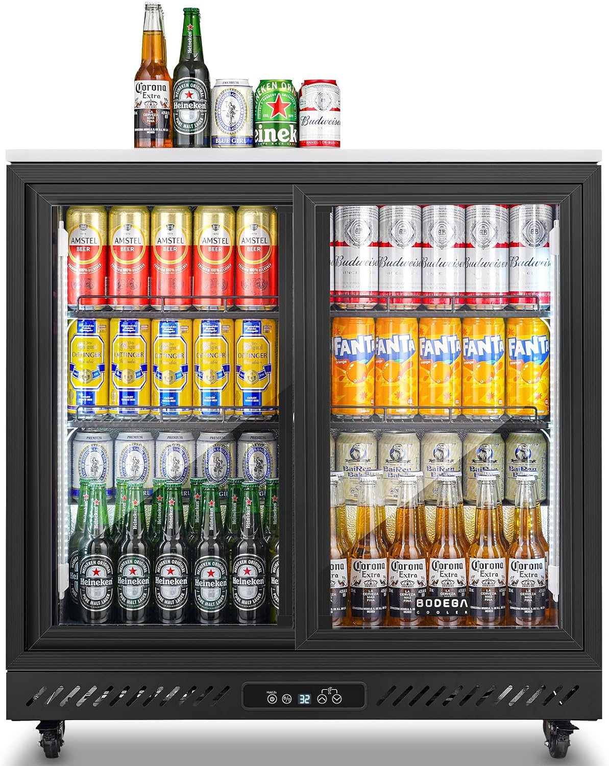 Back Bar Cooler,7.7Cu.Ft Display Bar Refrigerator with 2 Sliding Door