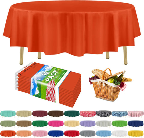 ZIMPLEWARE Premium Plastic Table Cloth Disposable Round 84in. 12 Pack