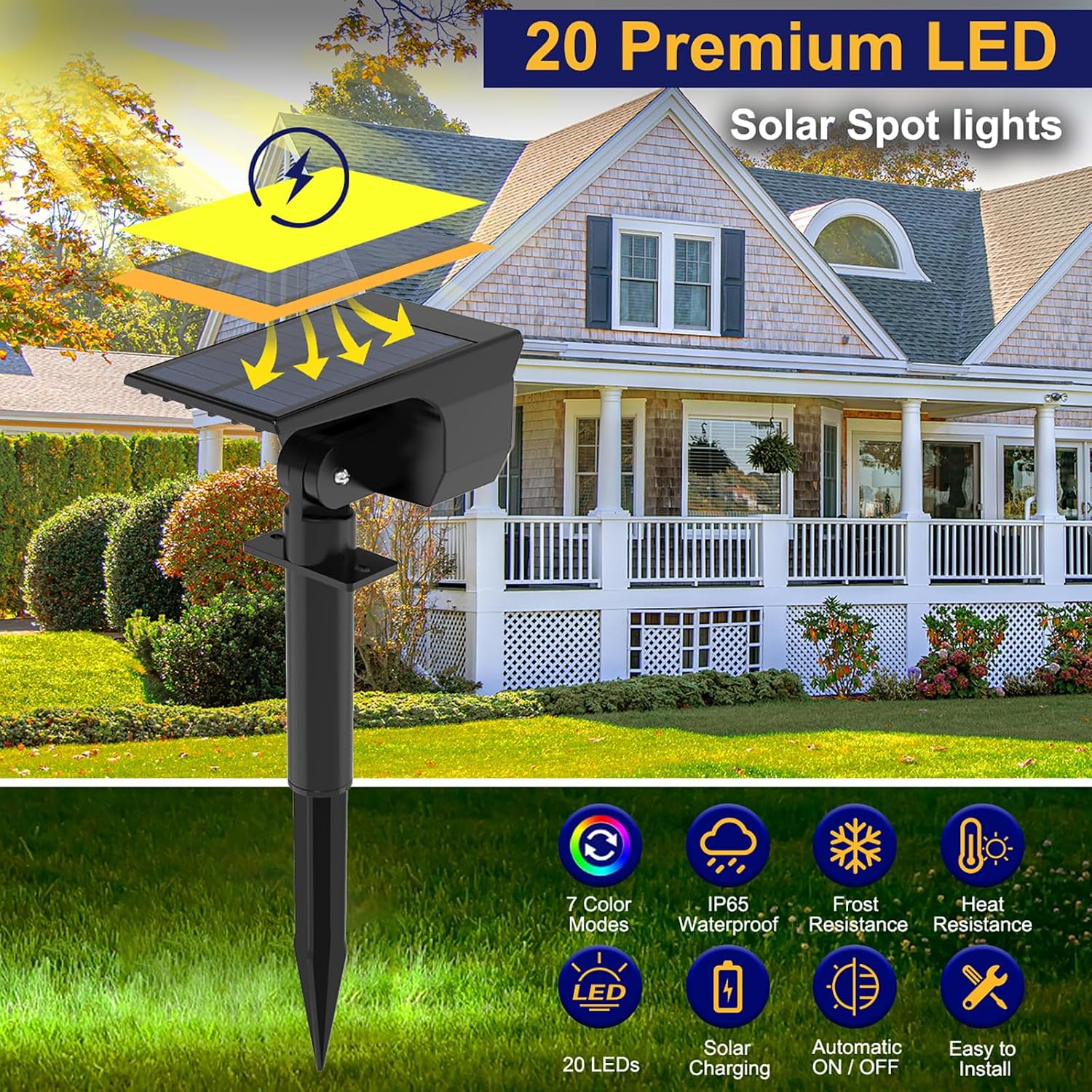 nipify Solar Spot Lights Outdoor Color Changing, Halloween RGB Spotlights