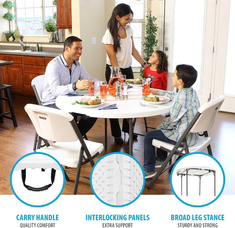 LIFETIME Light Commercial Fold-in-Half Round Table, 4-Foot