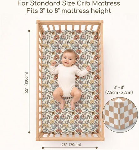 3 Pack Baby Crib Sheets for Boys Girls 52x28 Fitted Crib Sheet