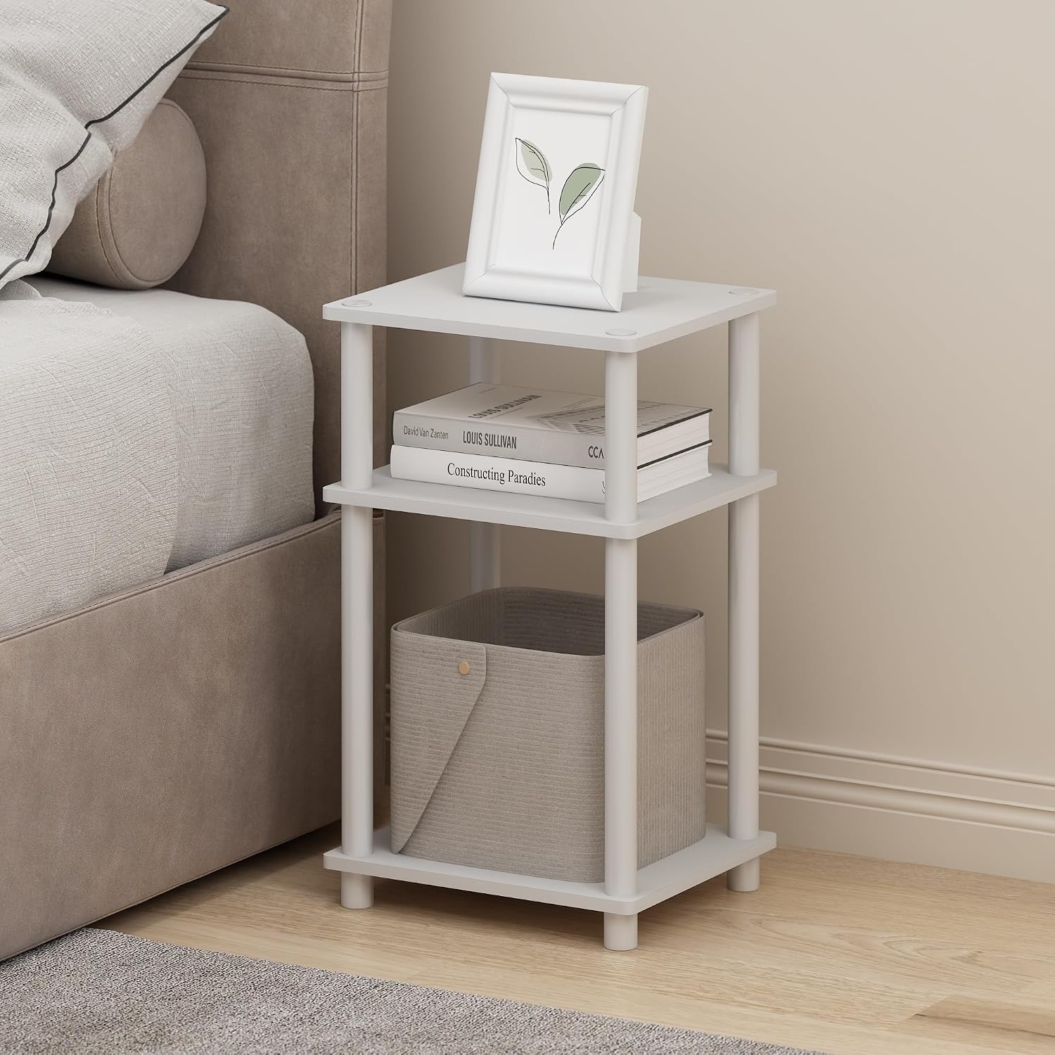 Furinno JUST Set of 2 Toolless 3-Tier Night Stand, White