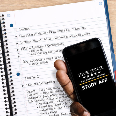 Five Star Advance Spiral Notebook + Study App, 5 Subject, College Ruled Paper, 8-1/2" x 11", 200 Sheets, Spiral Guard, Movable Tabbed Dividers, Black (73144)