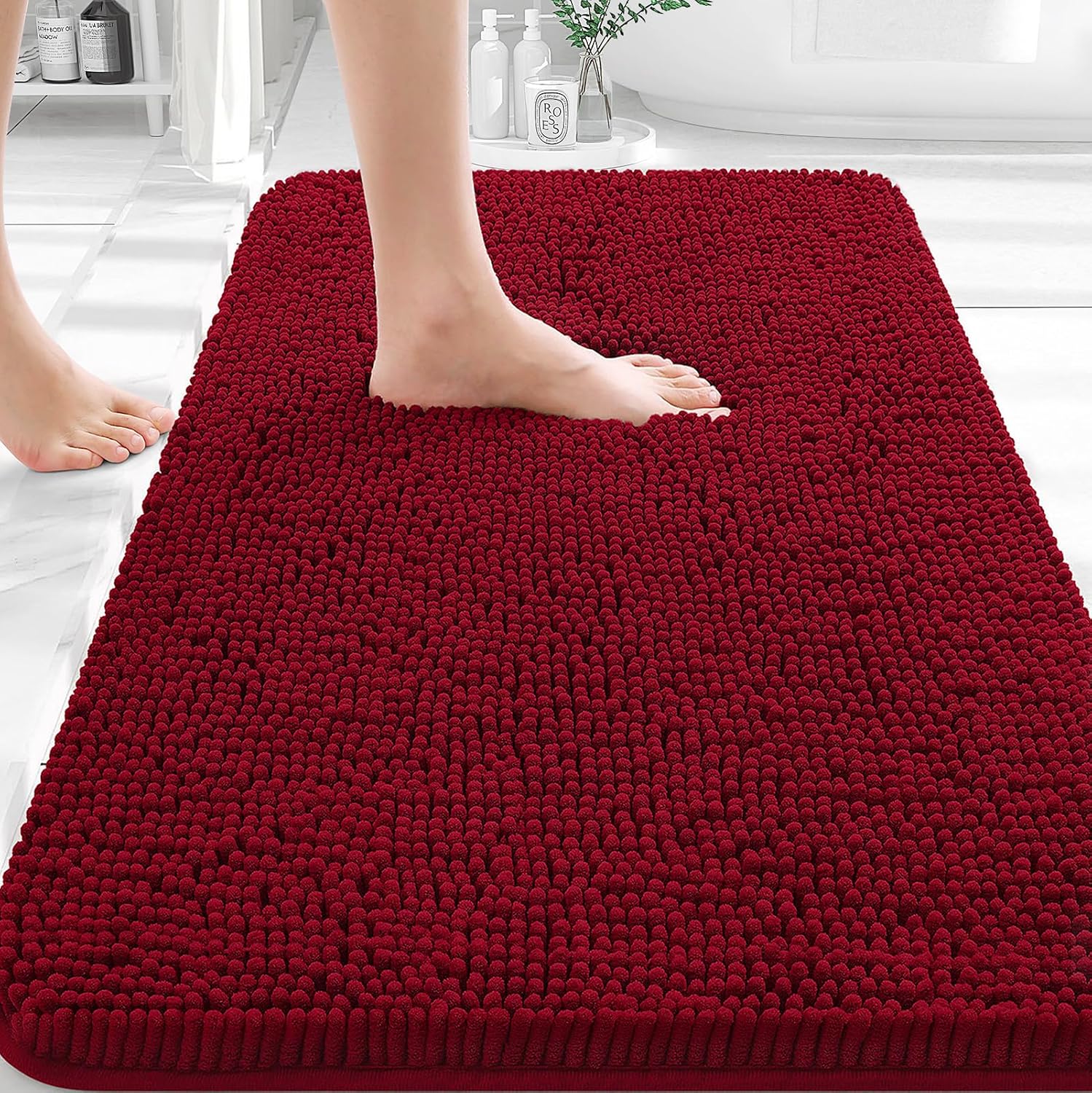 OLANLY Small Bathroom Rugs 30x18, Extra Soft Absorbent Chenille Bath Rugs