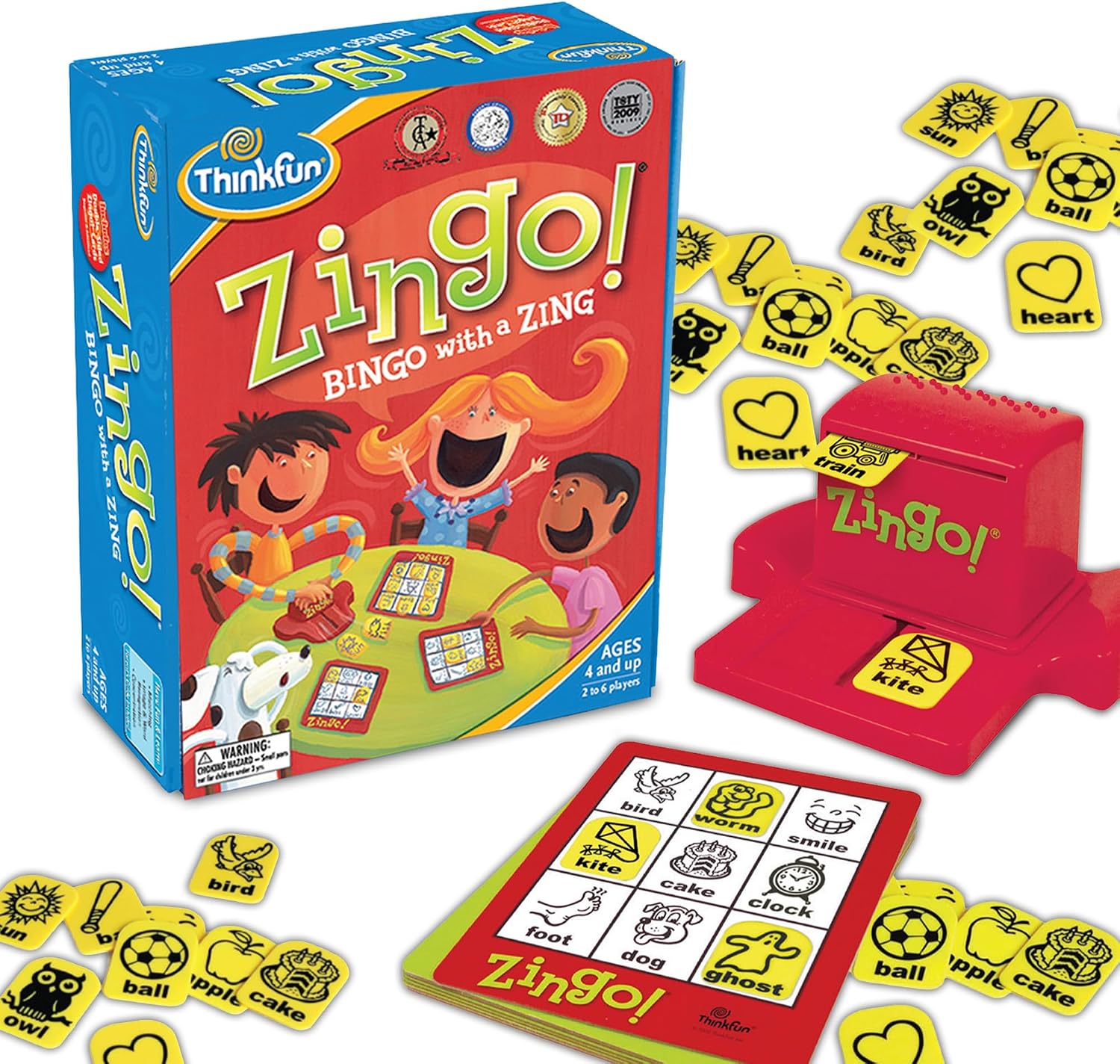 ThinkFun Zingo Bingo Award Winning Preschool Game for Pre-Readers and Early Readers Age 4 and Up - One of the Most Popular Board Games for Boys and Girls and their Parents (97700)