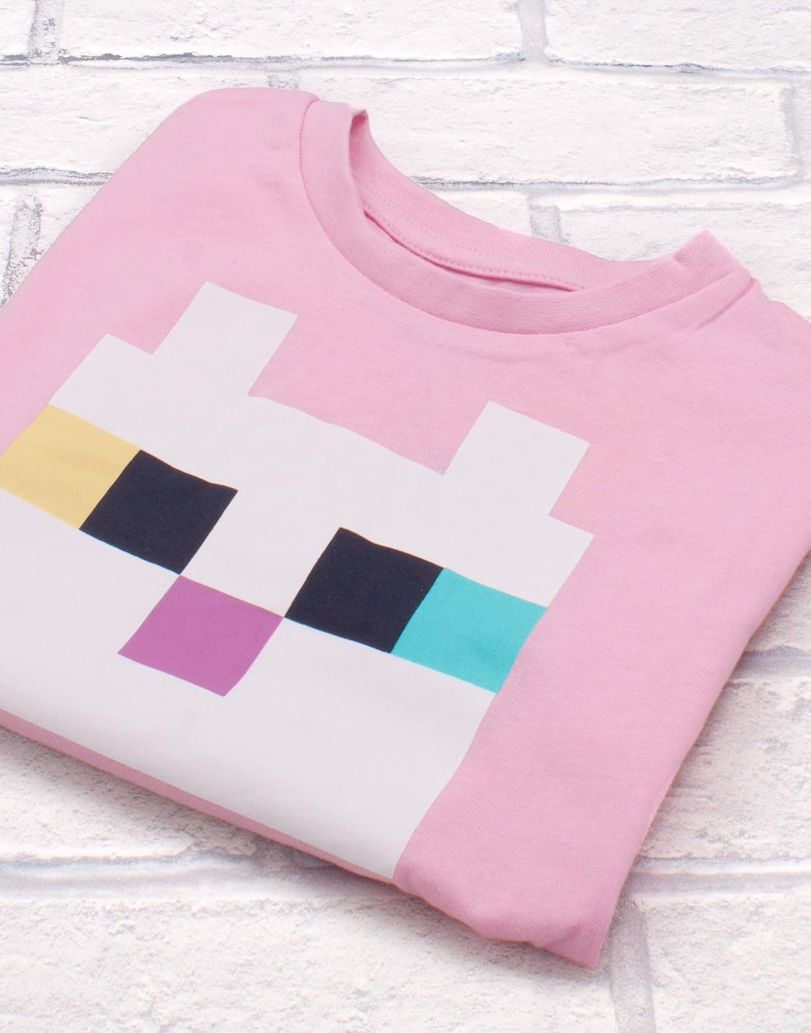Minecraft T Shirt for Girls | Kids Kitty Front Character Tie Pink Gamer Tee | Childrens Clothing Gaming Merchandise Gifts