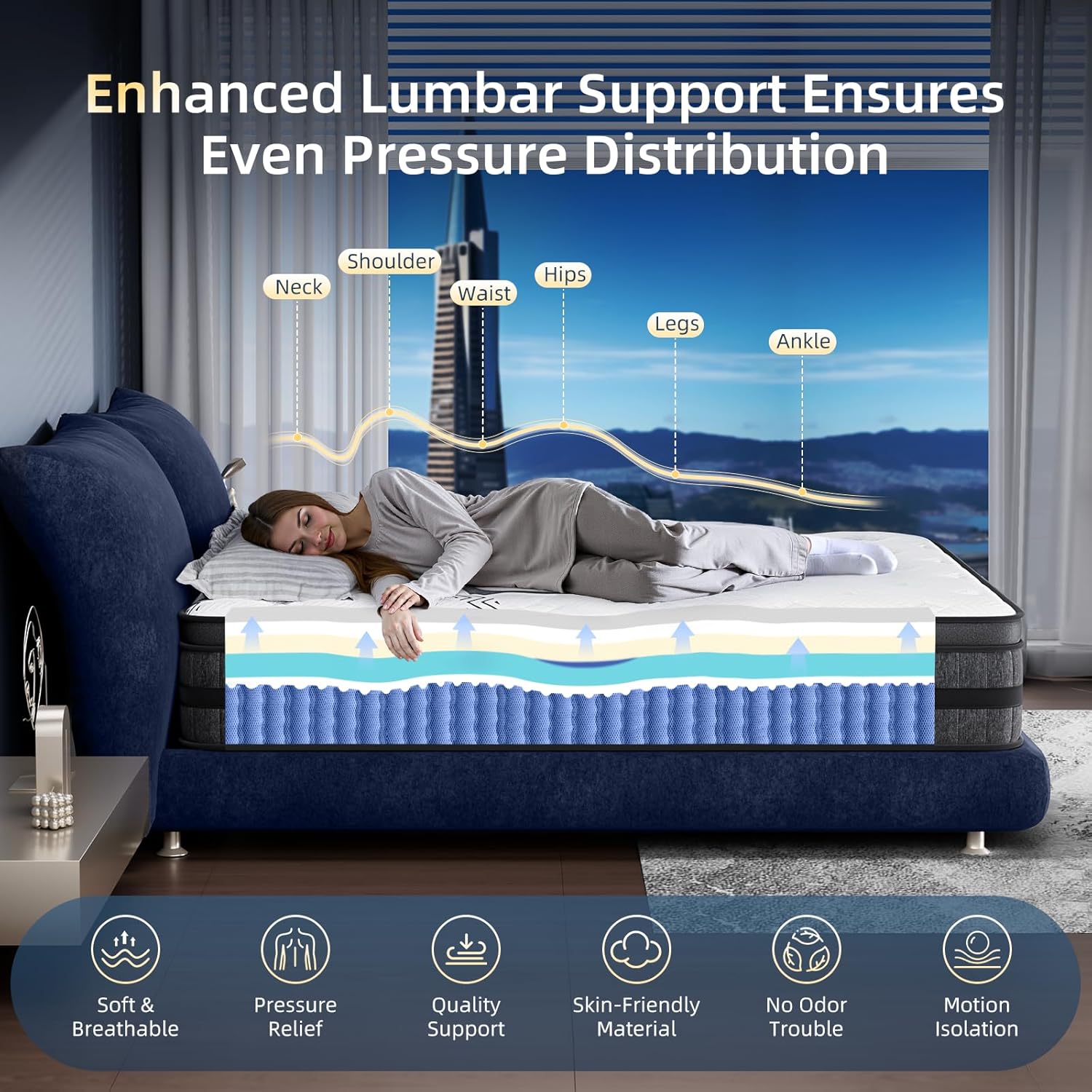 King Size Mattress, 12 Inch Hybrid King Mattress in a Box, Medium Firm, Memory Foam & Pocketed Springs, Pressure Relief, CertiPUR-US Certified& Fiberglass Free, Motion Isolation, 365-Night Trial