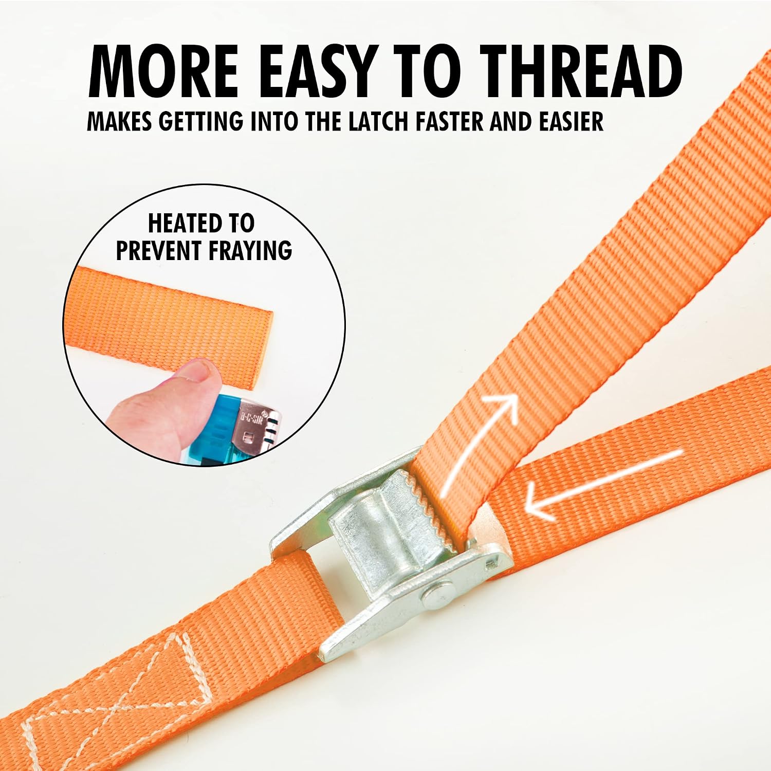 Cartman 1" x 12 ft Lashing Straps, 2 Pack, 600 lb Break Strength, Orange