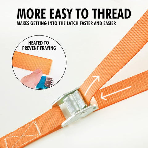 Cartman 1" x 12 ft Lashing Straps, 2 Pack, 600 lb Break Strength, Orange