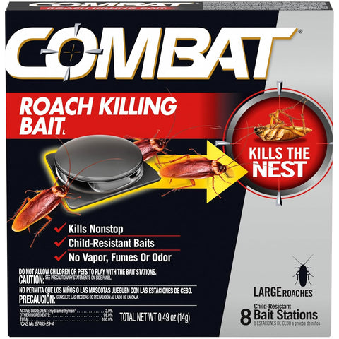 Combat Roach Killing Bait Stations, Large Roaches, Kills the Nest, 8 Count