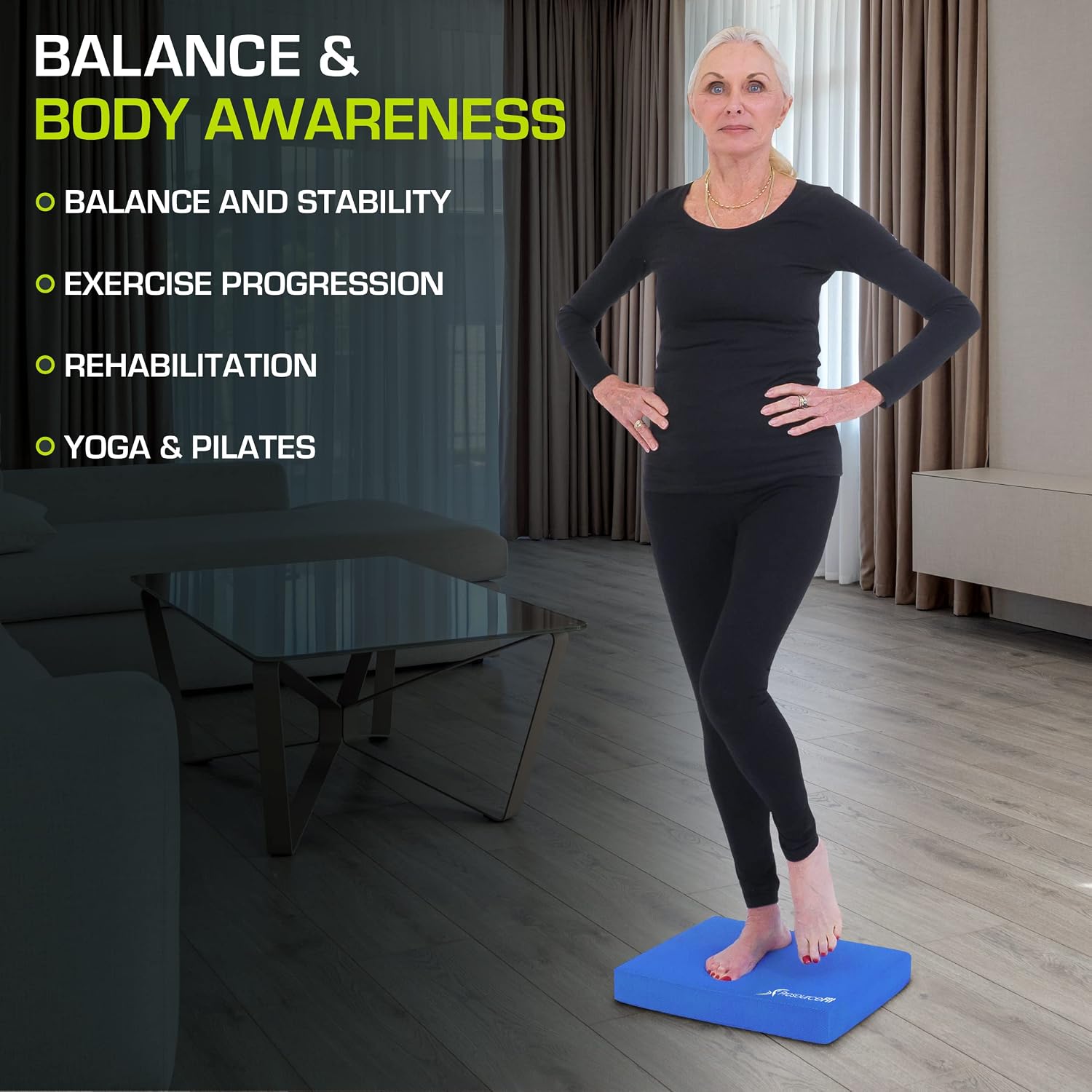 ProsourceFit Exercise Balance Pad, Non-Slip Cushioned Foam Mat & Knee Pad for Fitness and Stability Training, Yoga, Physical Therapy