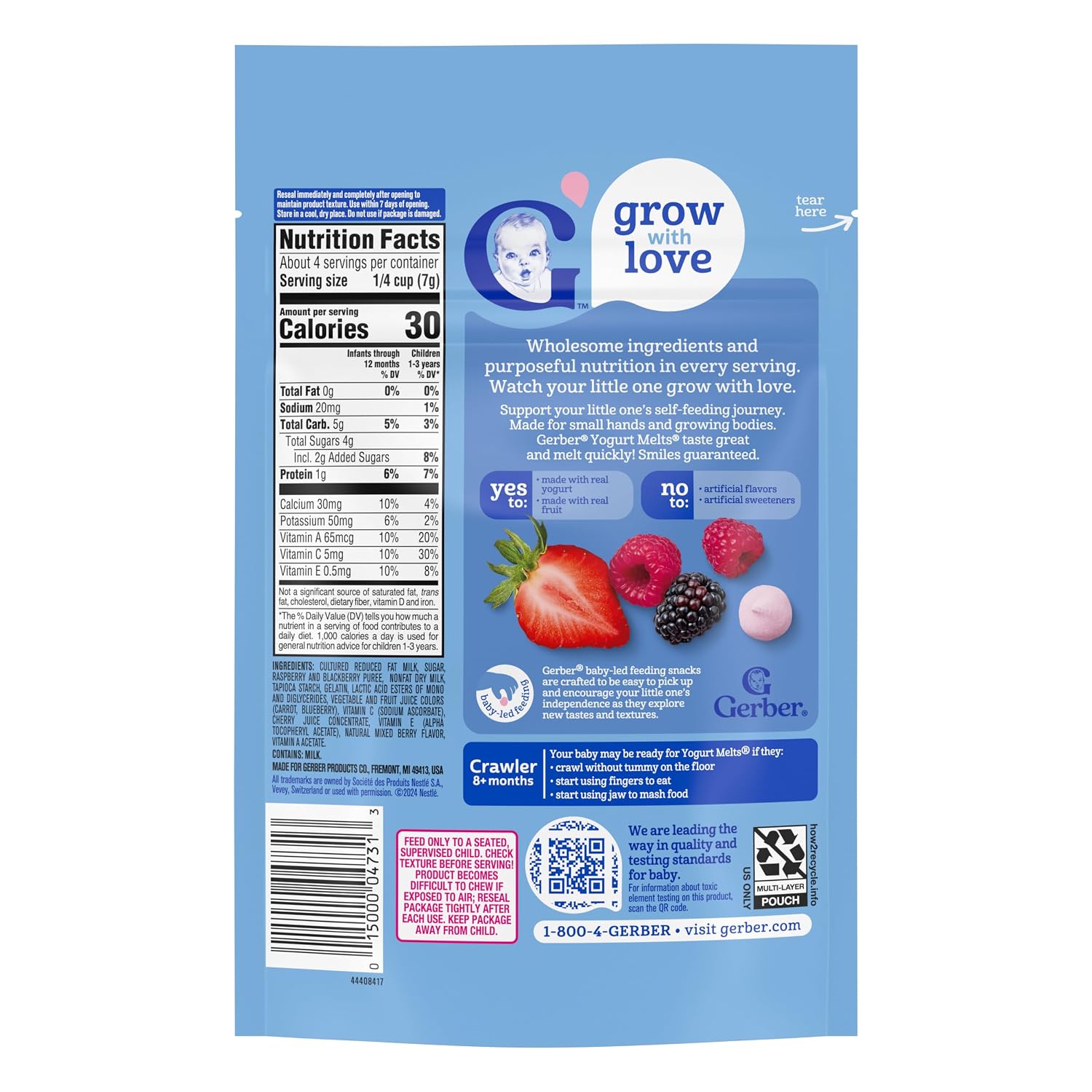 Gerber Yogurt Melts Freeze-Dried Yogurt Snack, Mixed Berries 1 Ounce (Pack of 7)