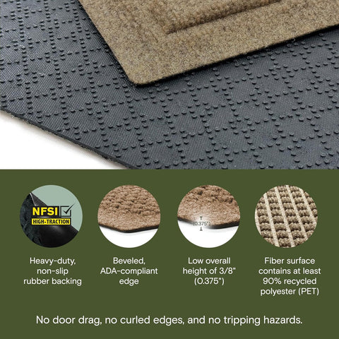 WaterHog Squares Heavy Duty Front Door Mat, 23"x35.5", Camel
