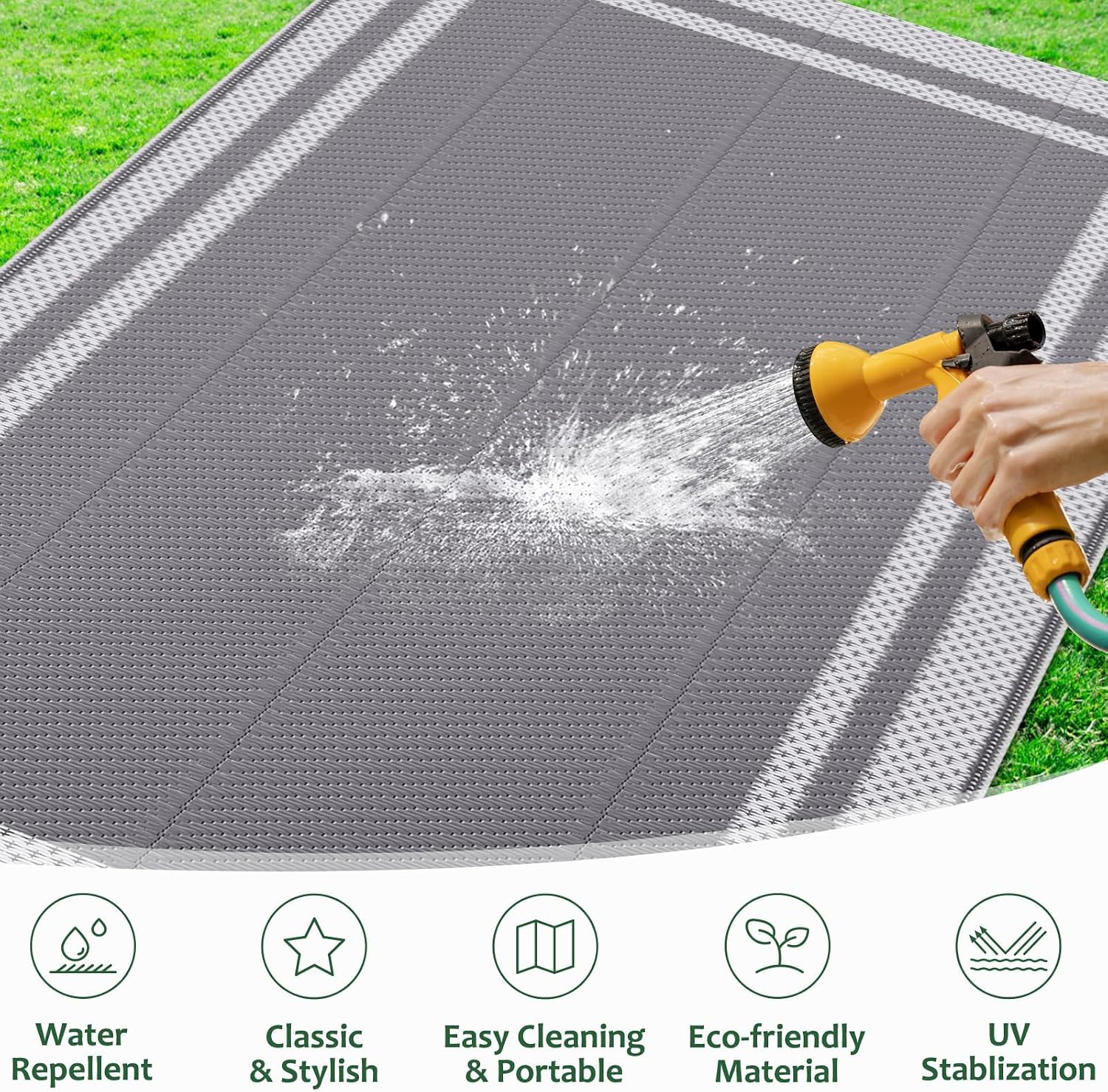 HappyTrends Outdoor Rug Portable Plastic Straw Camping Rugs for Outside RV