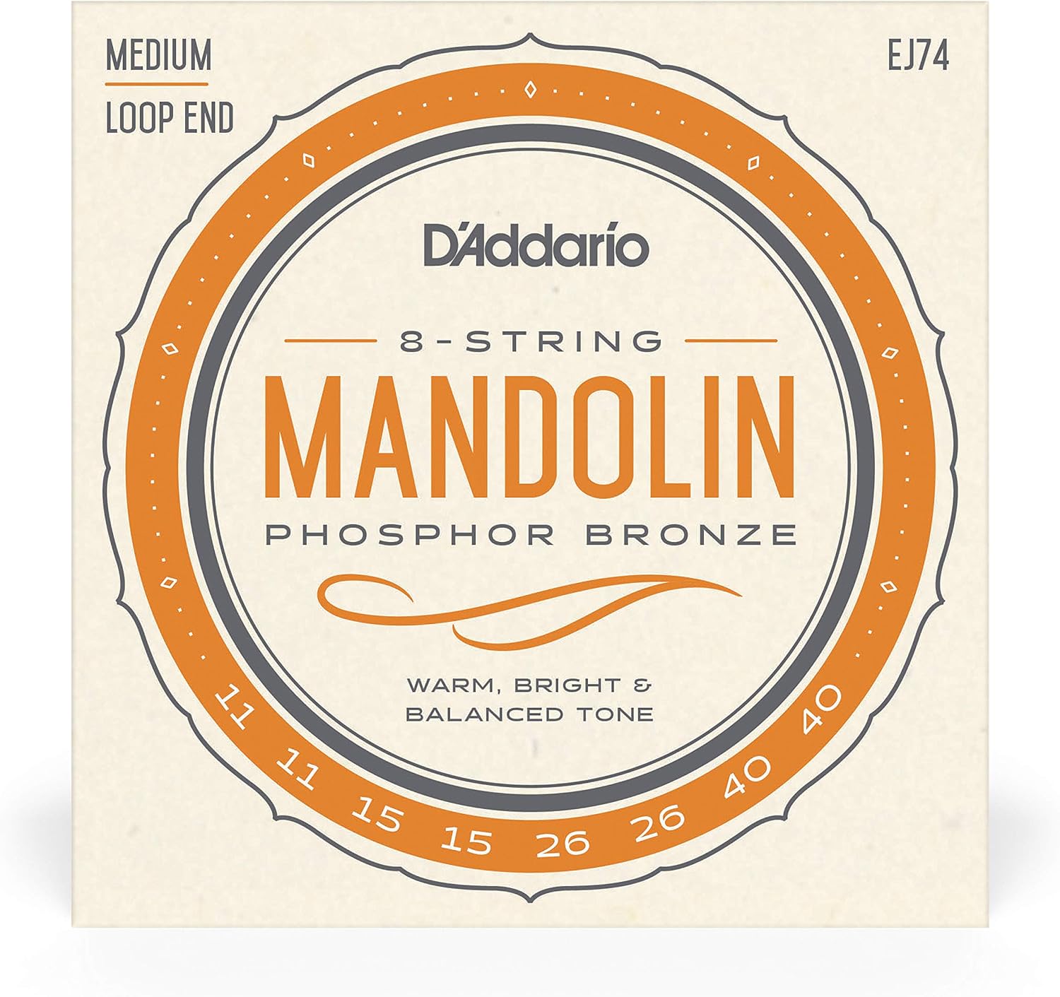 D'Addario Phosphor Bronze Mandolin Strings EJ74, 11-40