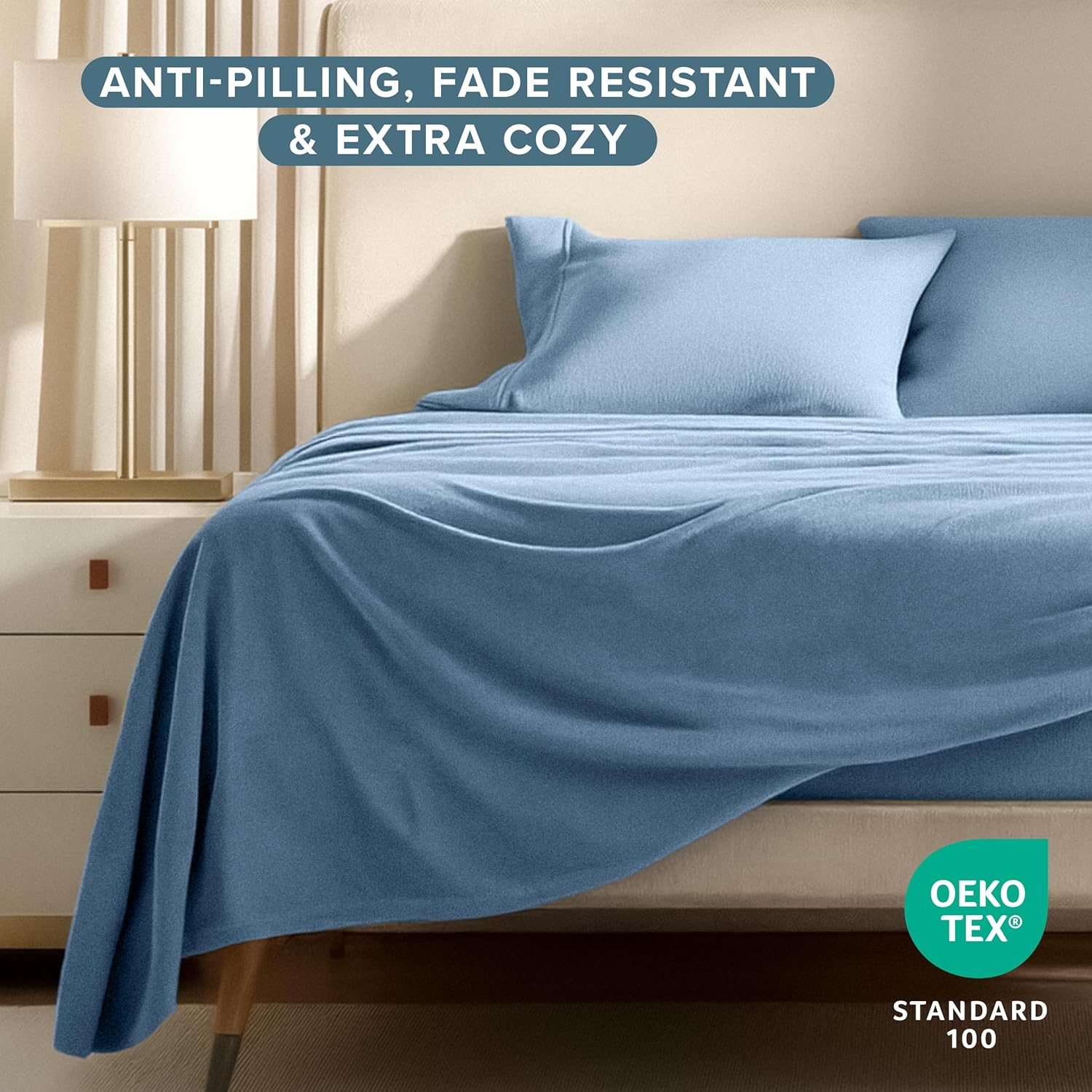 Bare Home Super Soft Fleece Sheet Set (King, Coronet Blue)