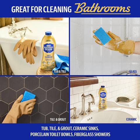 Bar Keepers Friend Soft Cleanser Liquid, 13 oz x 2, Multipurpose Surface Cleaner, Soap Scum & Grease from Stainless Steel & More