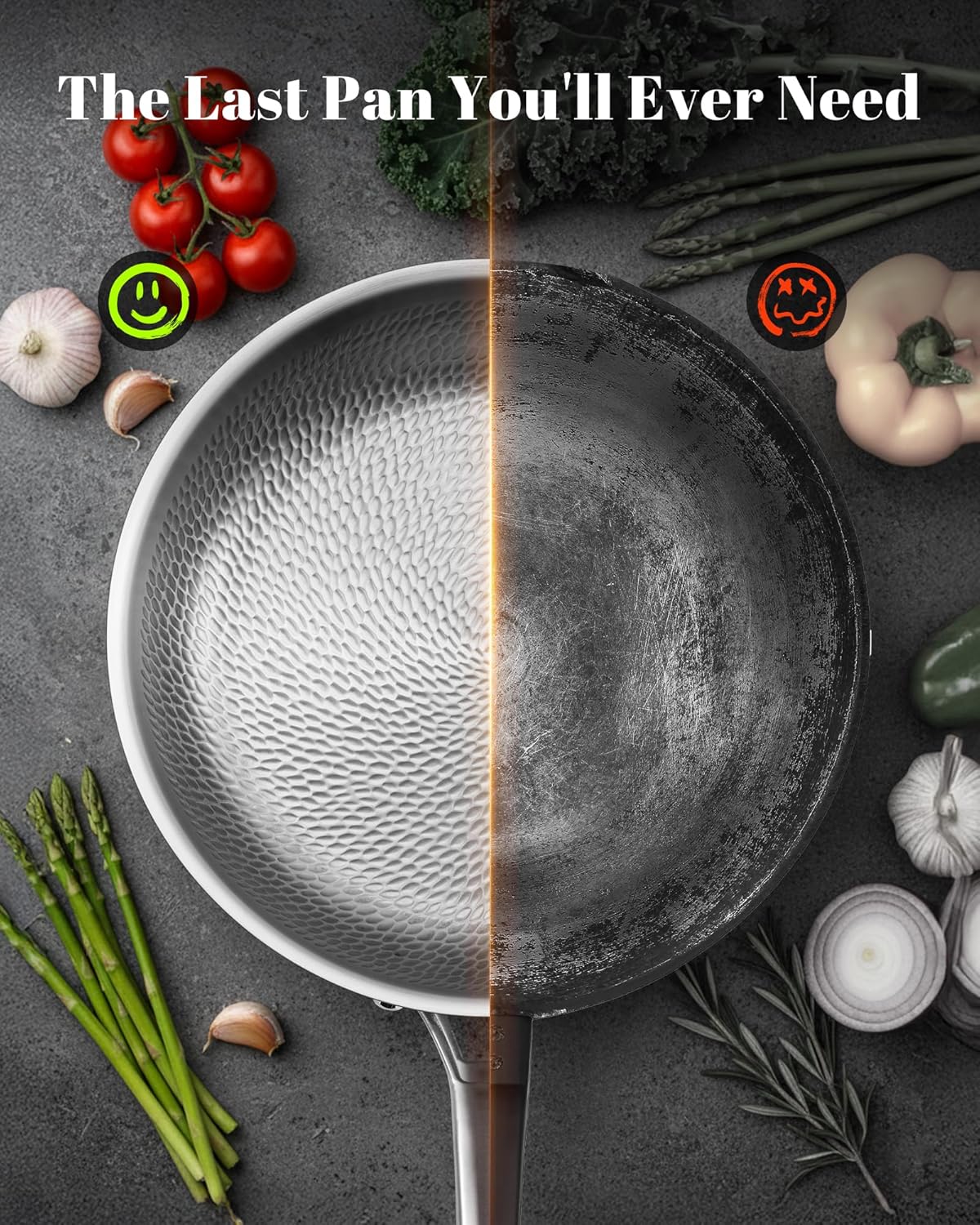 Titanium Pans for Cooking, 12 Inch Non-Toxic Frying Pan with Lid