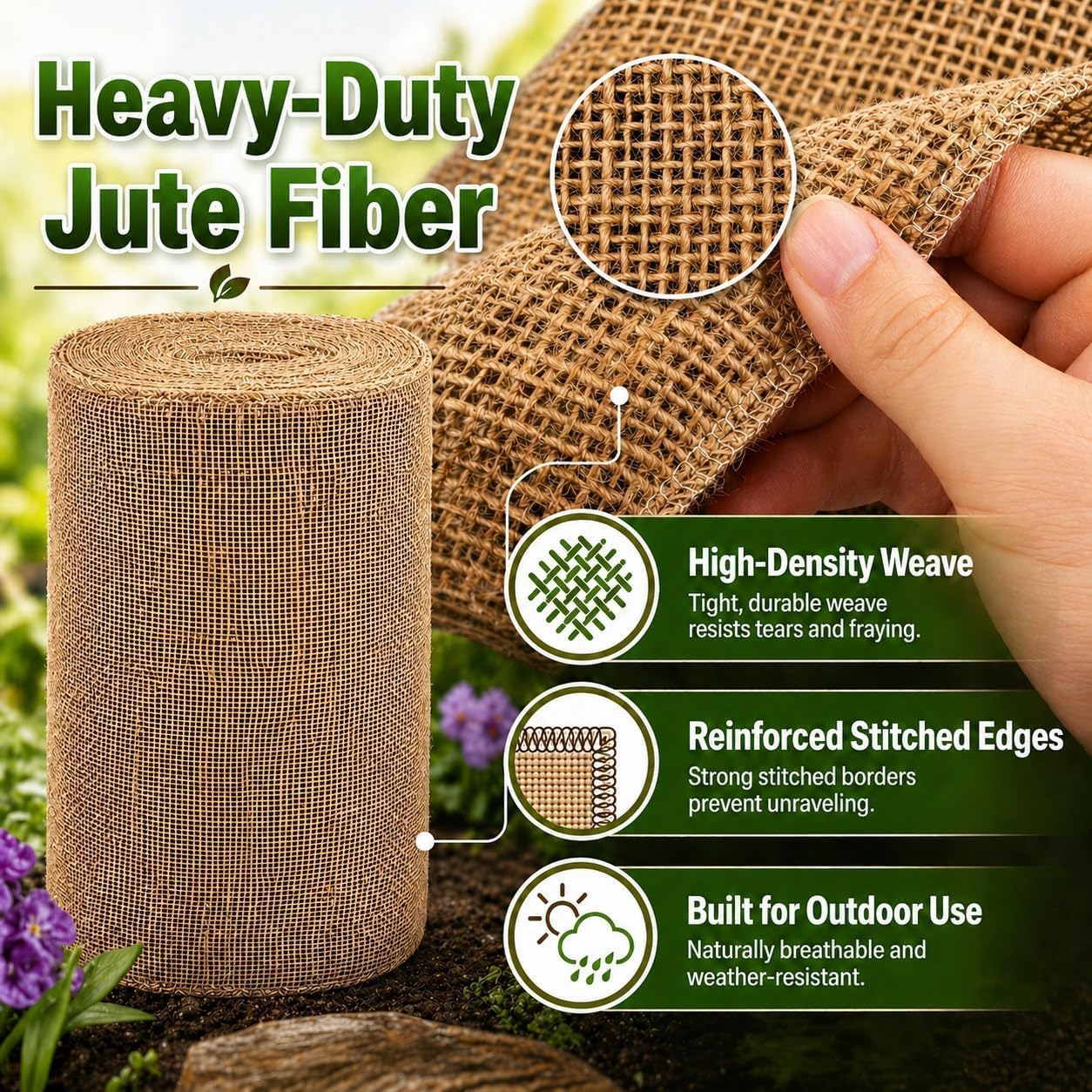 RAINFLOW 19.7" x 13 Feet Burlap Fabric Roll - Natural Jute Burlap Roll