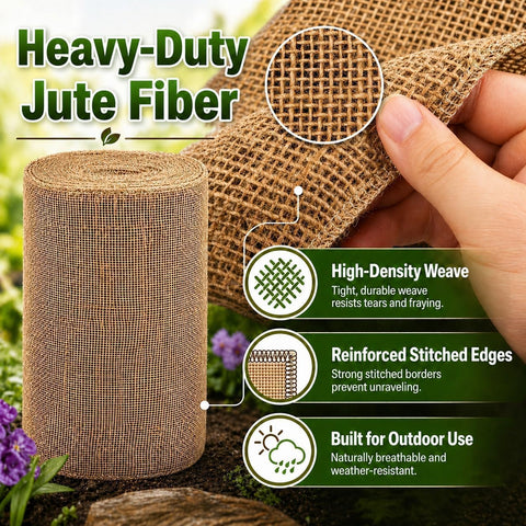 RAINFLOW 19.7" x 13 Feet Burlap Fabric Roll - Natural Jute Burlap Roll