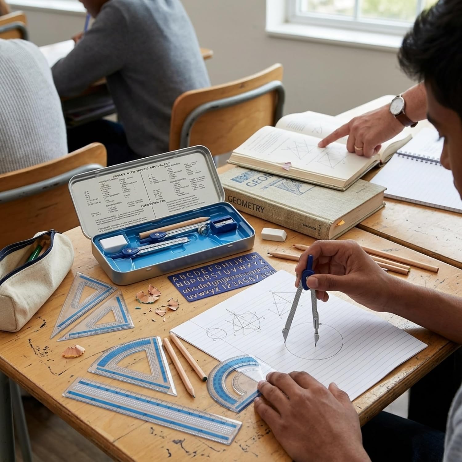 STAEDTLER 10-Piece Math Set with Metal Compass, 12 Pack