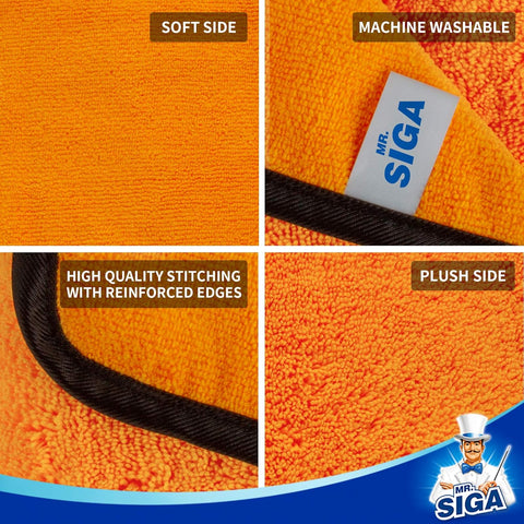 MR.SIGA Professional Microfiber Towels for Cars, Scratch Free, 6 Pack