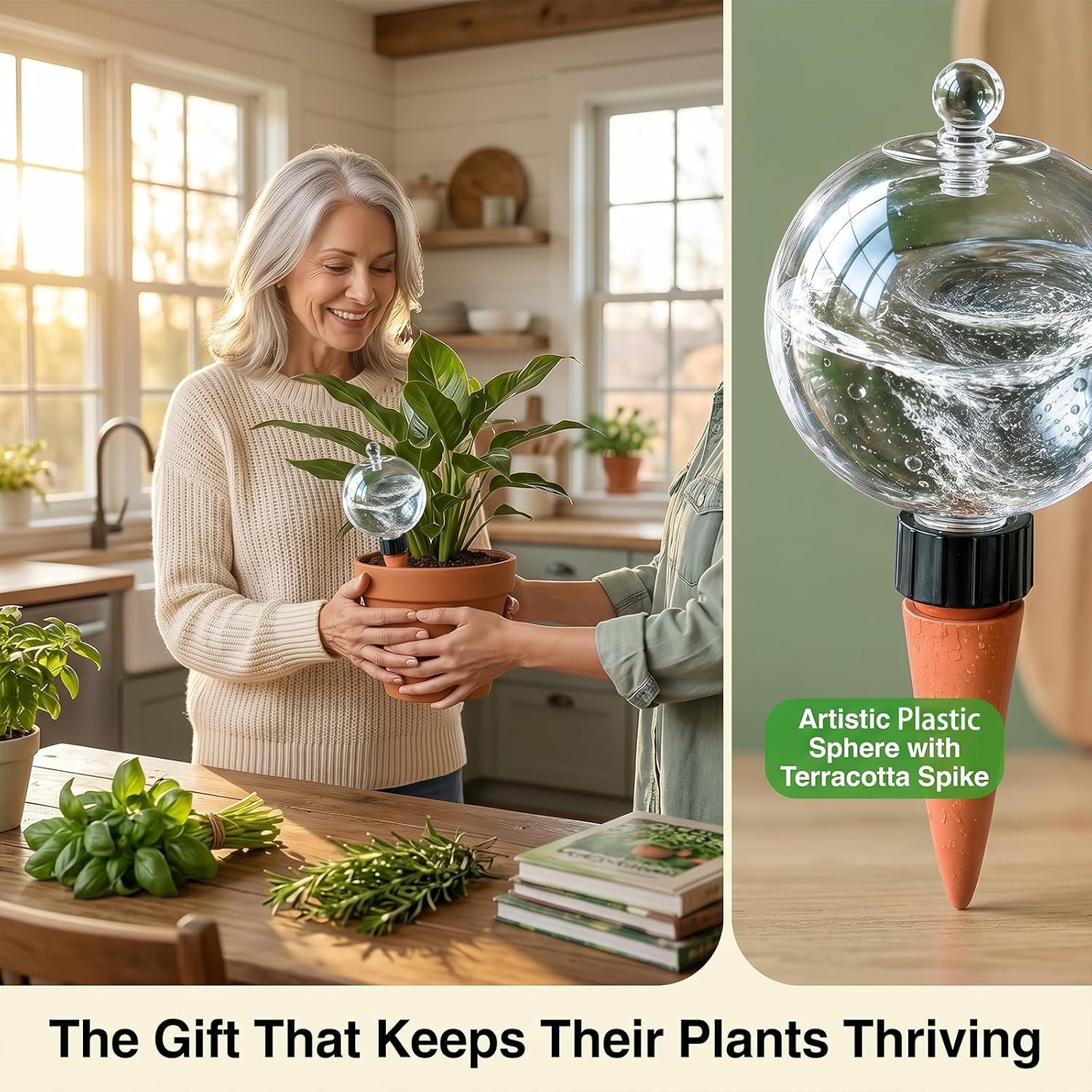 2 Pack 26 oz Extra Large Plant Self Watering Globes to 3 Weeks Watering