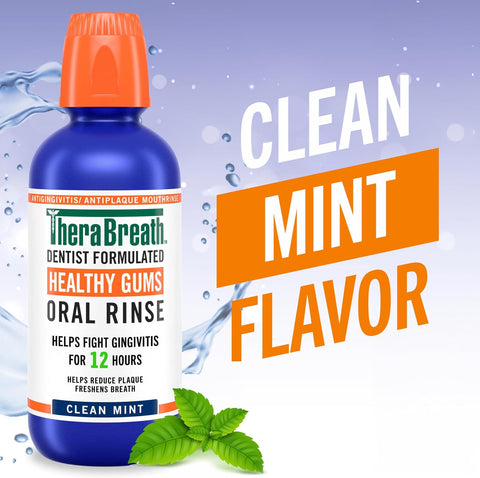 TheraBreath Healthy Gums Oral Rinse, Clean Mint, 16 fl oz, 2-Pack