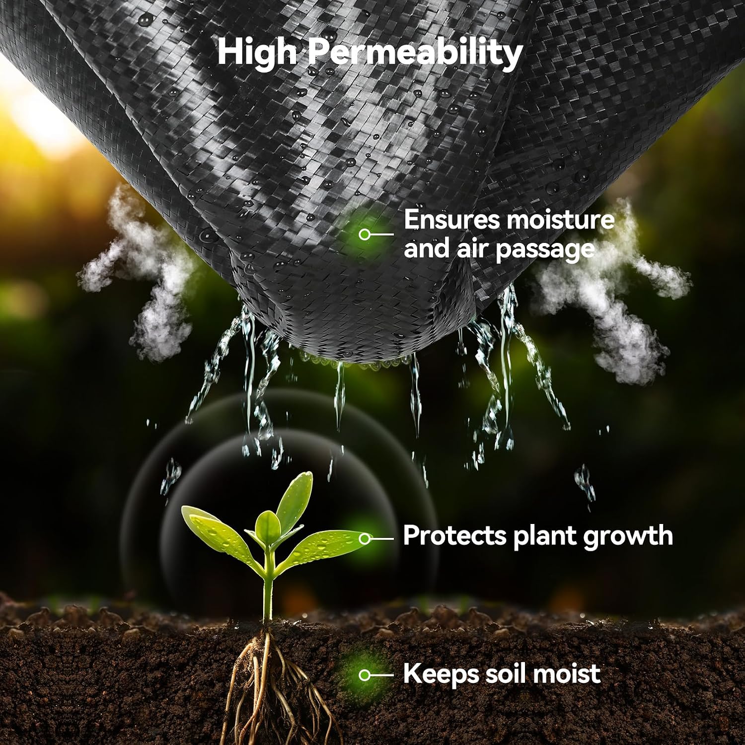 iropro 4ftx300ft Weed Barrier Fabric 3.2oz Landscape Fabric Heavy Duty, Woven Weed Barrier Control Cloth, Landscaping Fabric for Underlayment, Gardening Ground, Driveway Weed Block Cover Mat