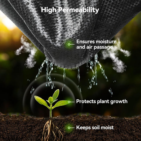iropro 4ftx300ft Weed Barrier Fabric 3.2oz Landscape Fabric Heavy Duty, Woven Weed Barrier Control Cloth, Landscaping Fabric for Underlayment, Gardening Ground, Driveway Weed Block Cover Mat