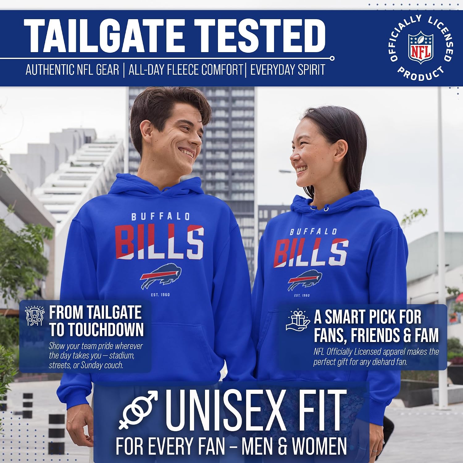 NFL Hoodie Fleece Sweatshirt for Men and Women - Officially Licensed