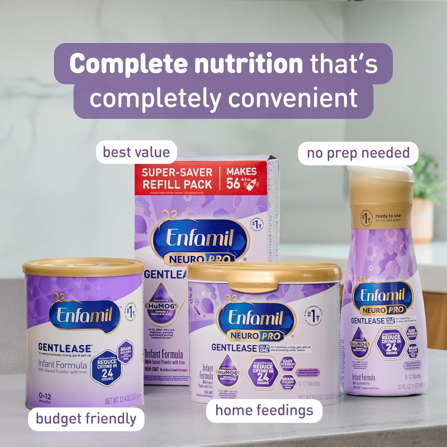 Enfamil NeuroPro Gentlease Baby Formula for Easing Fussiness, 35.2 Oz, 4 CT