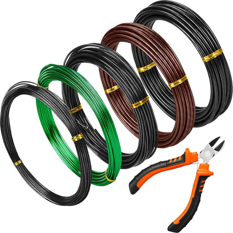 Mudder 5 Roll Bonsai Training Wire Aluminum 1/1.5/2.0/2.5/3mm Classic