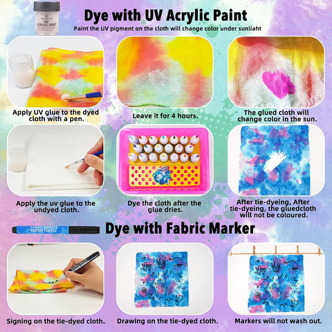 20 Colors Tie Dye Kit, 174 PCS Value Fabric Dye Set